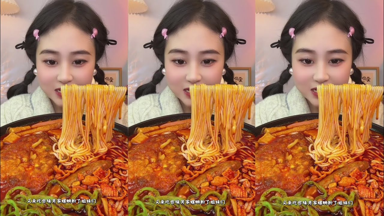 Yummy #13 , Chinese mukbang, Spicy Noodles huge feast! 🍜 & Dumpling Soup 🍲🍝.