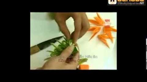 Hướng dẫn cắt tỉa hoa trang trí món ăn từ Cà Rốt và Dưa Chuột   DENDAU NET   YouTube