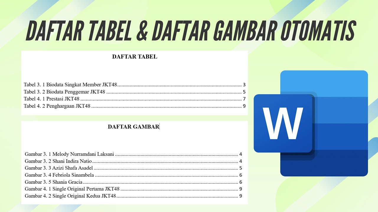 CARA MEMBUAT DAFTAR TABEL DAN DAFTAR GAMBAR OTOMATIS DI MICROSOFT WORD ...