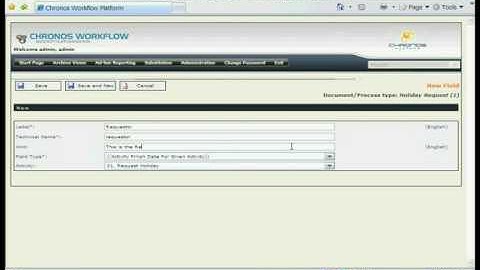 Chronos Workflow Platform - Create Process Fields Parametering and Activate