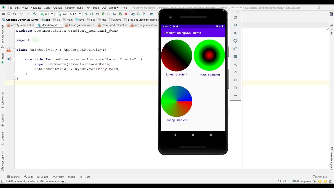 Sử dụng các mẫu linear gradient xml trong ứng dụng Android của bạn để tạo ra một diện mạo đầy sắc màu. Đó là một trong những cách tuyệt vời để thể hiện ý tưởng sáng tạo của bạn. Hãy xem một số hình ảnh liên quan để có ý tưởng cho việc làm thế nào để trang trí cho ứng dụng của bạn.