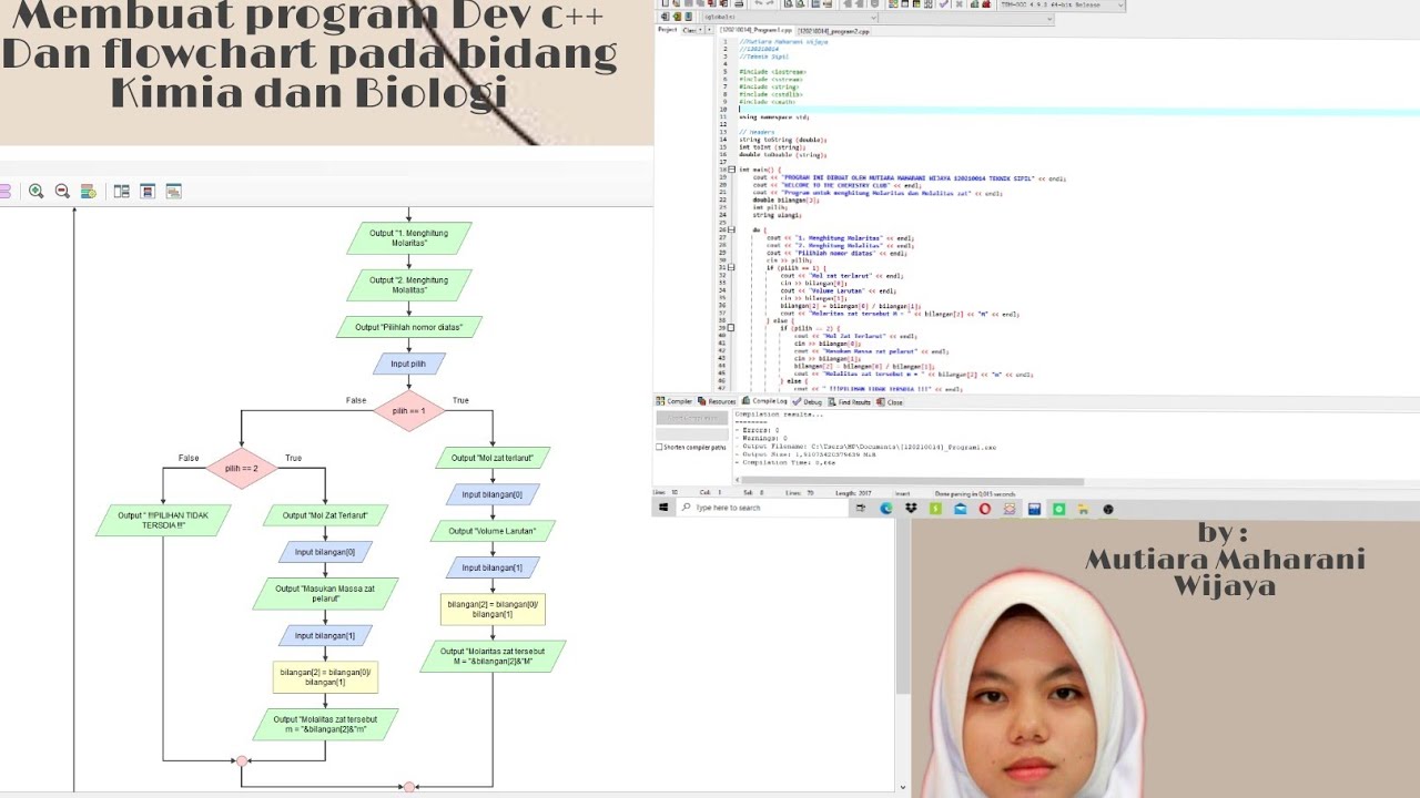 Membuat program Dev C++ dan Flowchart pada bidang Kimia dan Biologi ...
