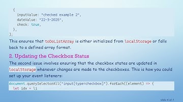 How to Properly Save Checkbox States to Local Storage in a JavaScript To-Do List