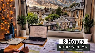 8 HOUR STUDY WITH ME | Background noise, 10 min Break, No music, Study with Merve