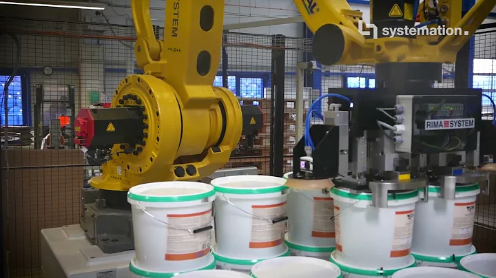 Systemation. Fully automated Robotic Palletizing System for buckets, pails, containers and barrels