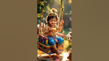 Little Krishna’s Bliss: Joyfully Relishing Butter on a Swing! #trending #krishna