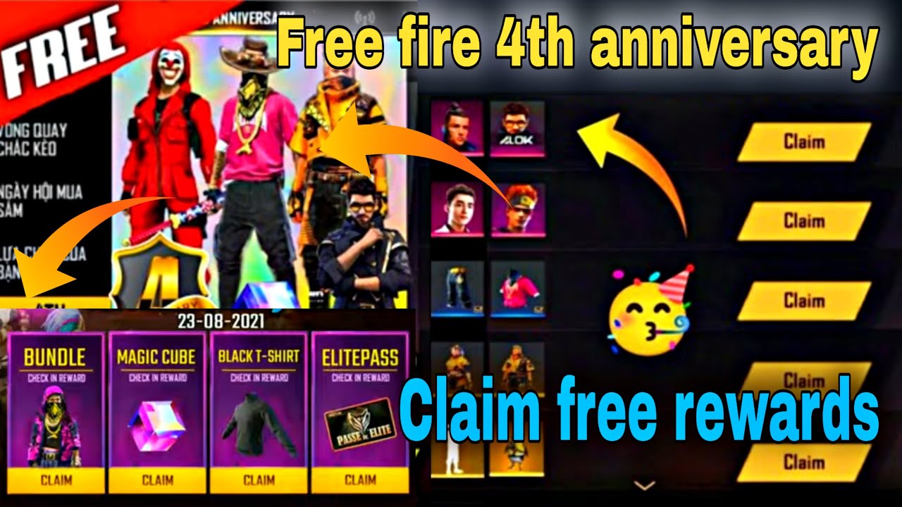 Free fire 4th anniversary full details claim free elite pass and rare bundles