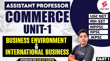 UGC NET, MPPSC, RPSC & JKPSC Commerce Unit 1| Business Env. & International Business By Shubham