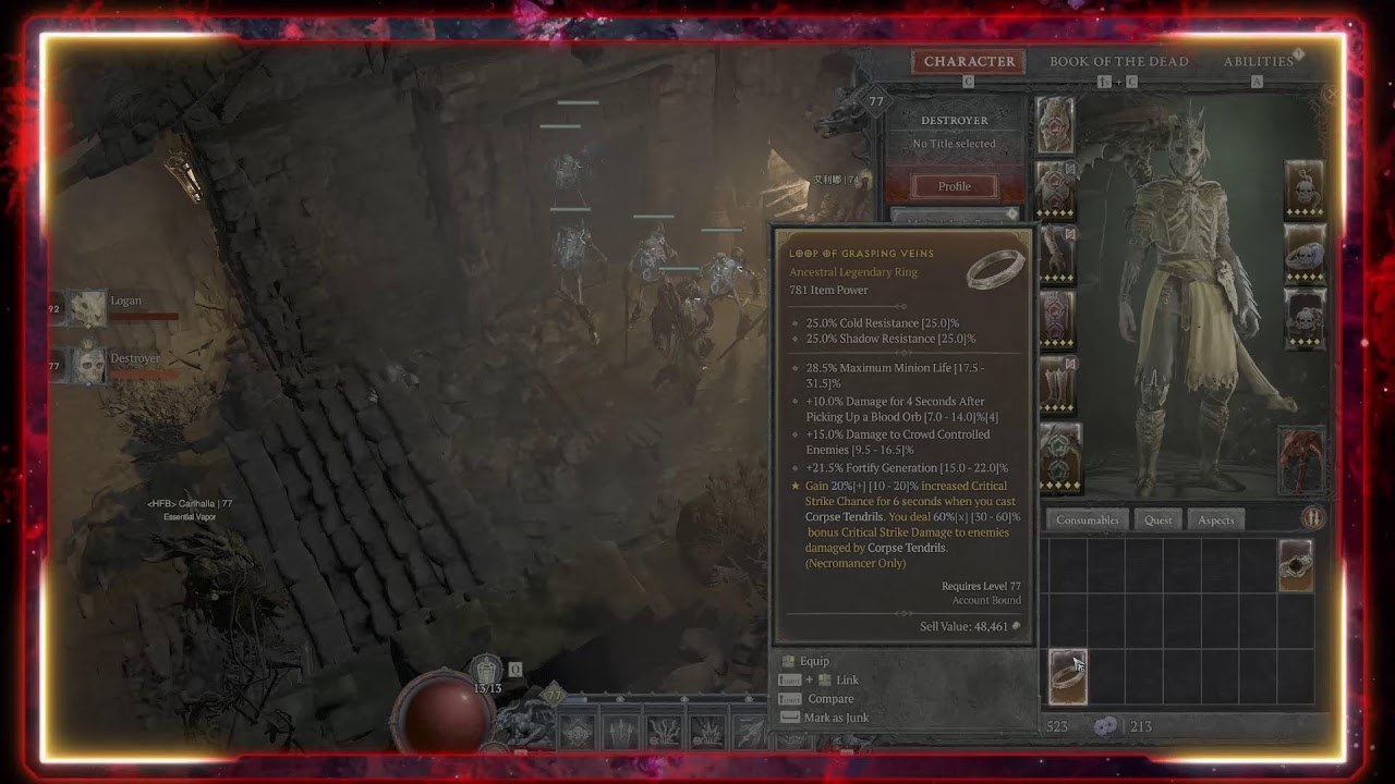 Hunt for Temerity Pants/Penitent Greaves Necromancer Bone Speak, 100%