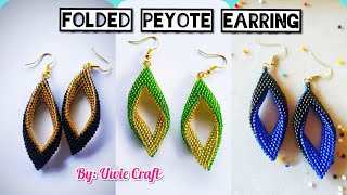 Beading Tutorial: How to make FOLDED PEYOTE EARRING//Learn Peyote Stitch//Seed Bead Earring Tutorial