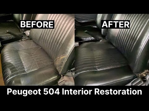 How to repair a scuffed leather car seat | Peugeot 504 | Leather Cleaning & Restoration | COLOURLOCK