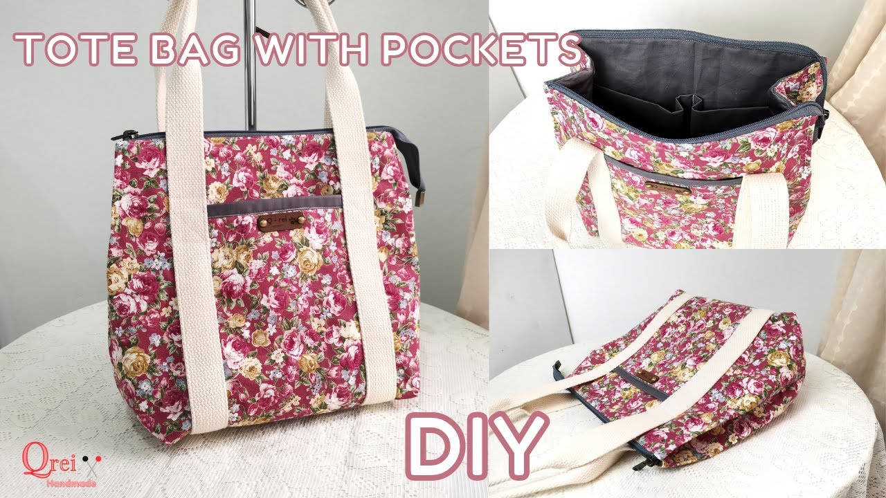 How To Make a Tote Bag With Pockets | Cara Membuat Tas Tote Bag dengan ...