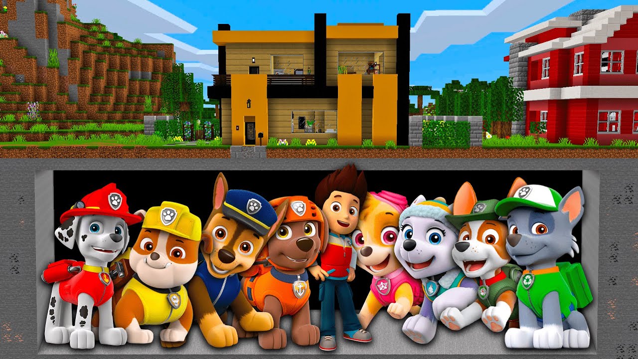 APARECE PAW PATROL GIGANTE DEBAJO DE MI CASA EN MINECRAFT 😱