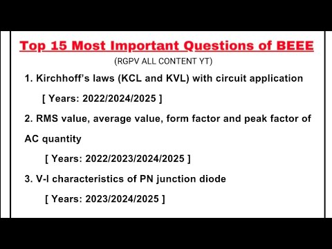 Top 15 Most Important Questions of BEEE ( Basic Electrical and ...