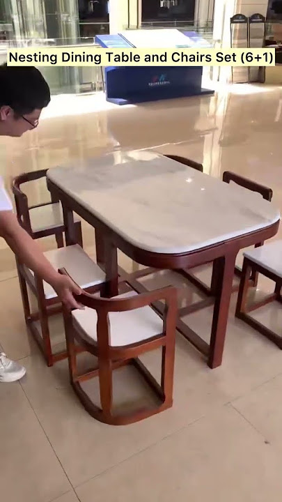 sintered stone tabletop nesting dining table with chairs set