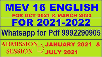 MEV 16 Solved Assignment 2021-22 in ENGLISH,  Whatsapp For Full Pdf  9992290905.