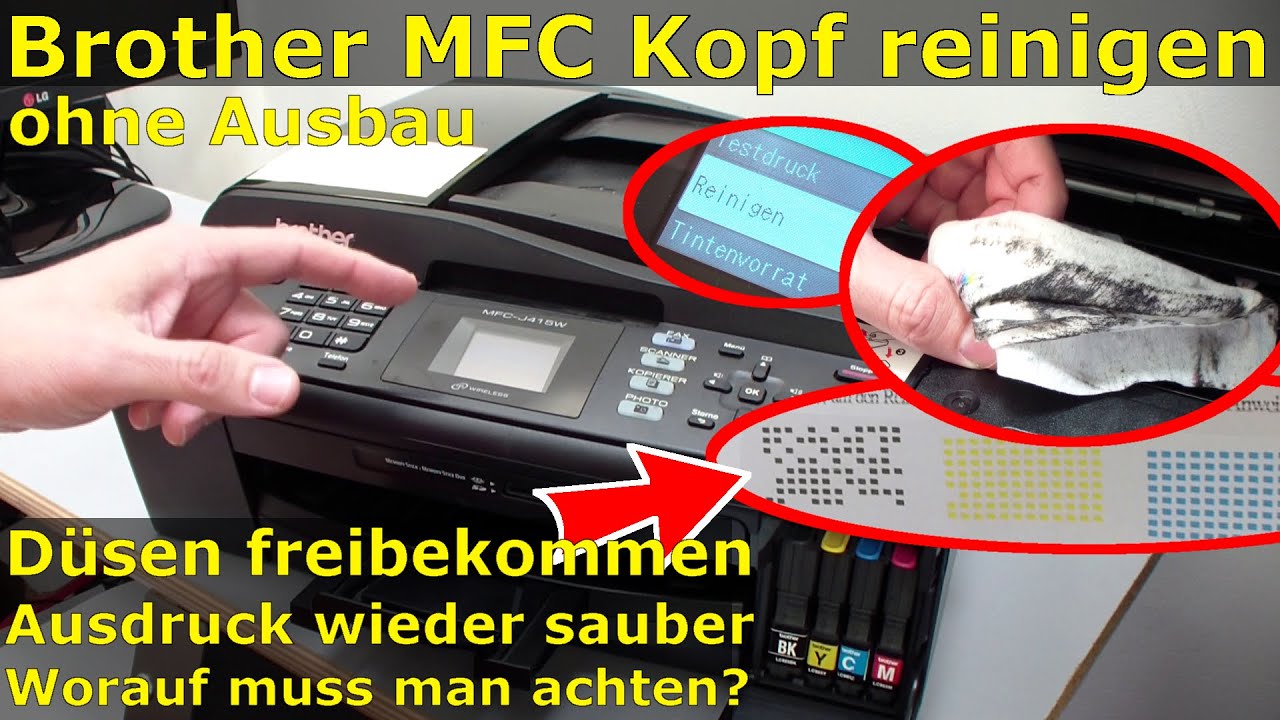 Brother MFC Druckkopf reinigen ohne Ausbau - Ausdruck ist streifig