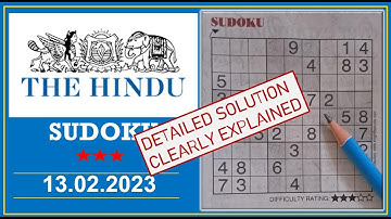 How to Solve 3 Star Hindu  Sudoku Feb 13,  2022 -  Step By Step Solution