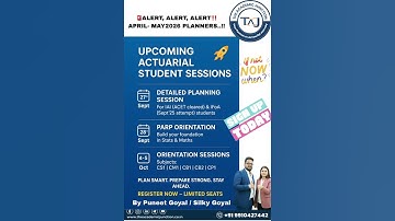 Upcoming Actuarial Student Sessions | Sept & Oct 2025 | The Academic Junction