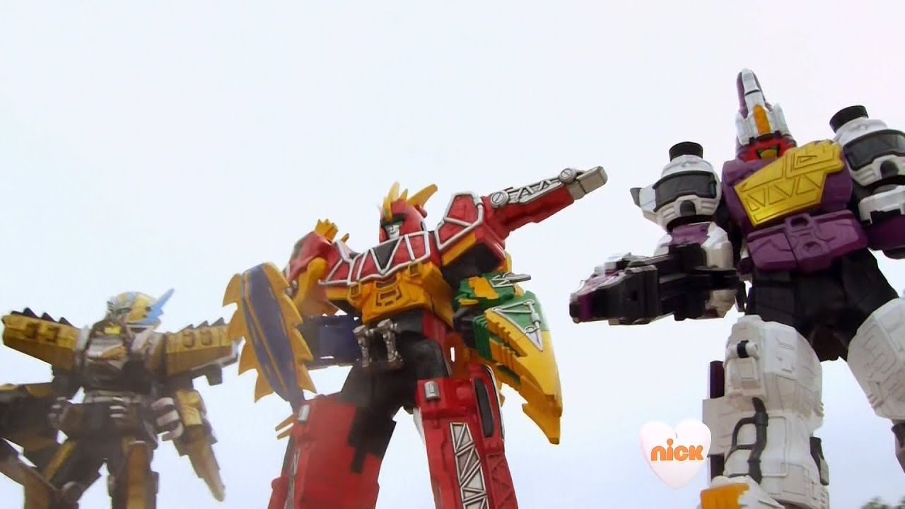 Power Rangers Dino Super Charge - Nightmare in Amber Beach - Megazords Transformation power rangers ninja steel ranger doré