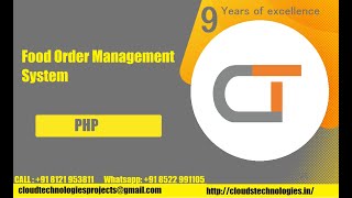 Food Order Management System Cloud Technologies Ieee Projects Hyderabad Ameerpet
