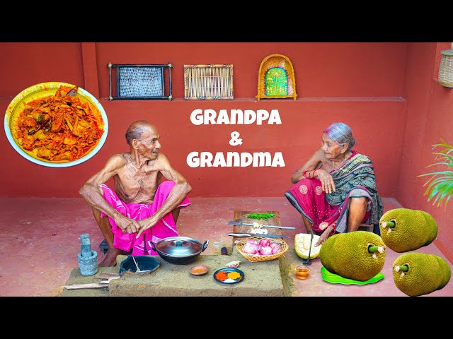 Indian Grandpa & Grandma Cooking Jackfruit || Aja kitchen class=