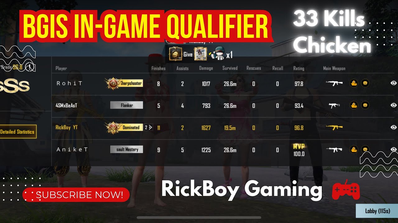 BGIS INGame Qualifiers Tips | How to Kills Enemies | 33 kills Chicken # ...