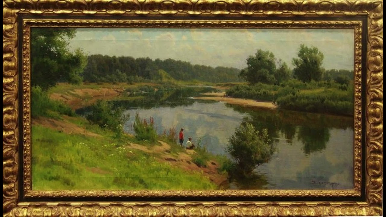 A peaceful countryside landscape | Vintage oil painting 