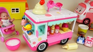 Baby Doll and IceCream Truck Car Play doh Pororo toys