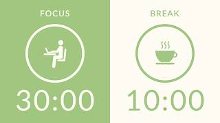 30/10 Pomodoro Timer with Green Noise 🎧 6-Hour Study with Me for Deep Focus & ADHD ✨