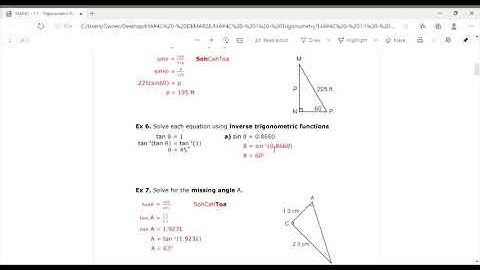 Video Lesson 1.1 Trig Ratios Part 2
