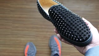 peave Sammenbrud i dag Unboxing : Christian Louboutin Black Suede Roller-Boat Spikes Flat - YouTube