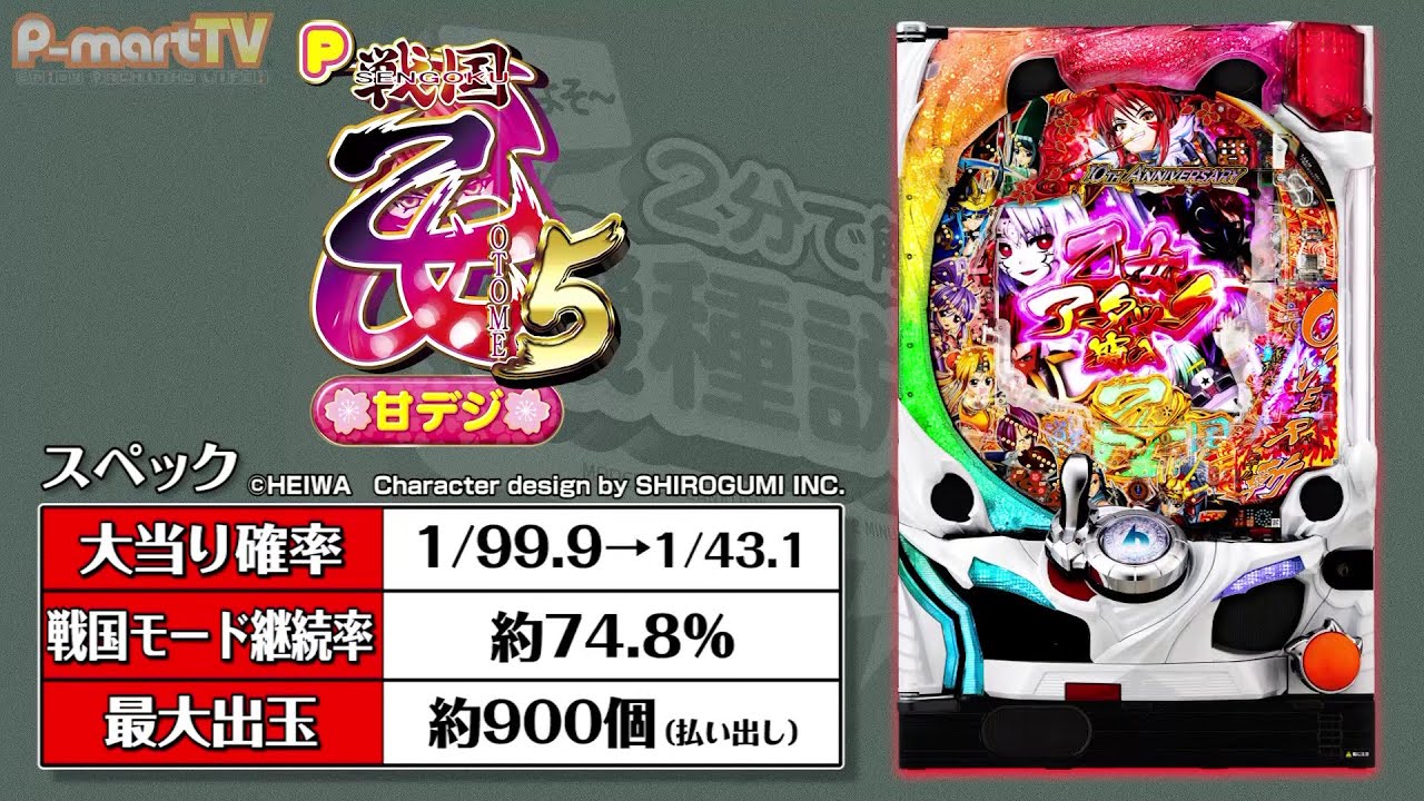 P戦国乙女5甘デジ パチンコ アムテックス ボーダー 演出信頼度 保留 予告 スペック 動画 導入日