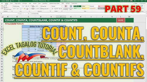 [Excel Tagalog Tutorial #59] Count, Counta, Countblank, Countif and Countifs