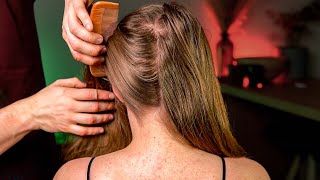 ASMR Nape & Scalp Focus Massage - Brushing, Scratching, Parting (No Talking)