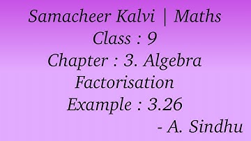 9th Maths Samacheer | Chapter 3 | Algebra | Example 3.26