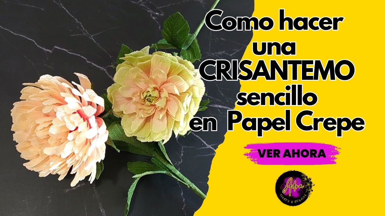Crisantemo sencillo de papel crepé para principiantes🌸