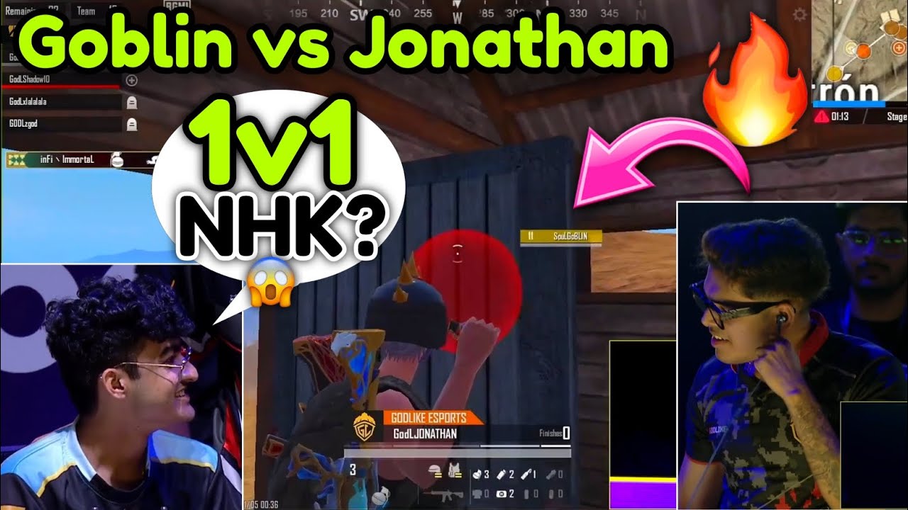 GOBLIN vs JONATHAN 1v1 🥵 Players Reaction 😱 BLIND Hattrick Chicken 🇮🇳 ...