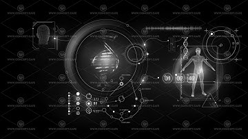 Close-up of virtual panel with human DNA data, animation on the alpha channel.