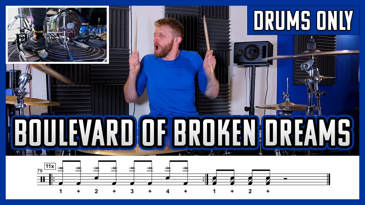 Boulevard Of Broken Dreams Drums Only + Notation YouTube