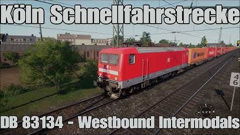 DB 83134 - Westbound Intermodals - Köln Schnellfahrstrecke - BR 112 - Train Sim World 2