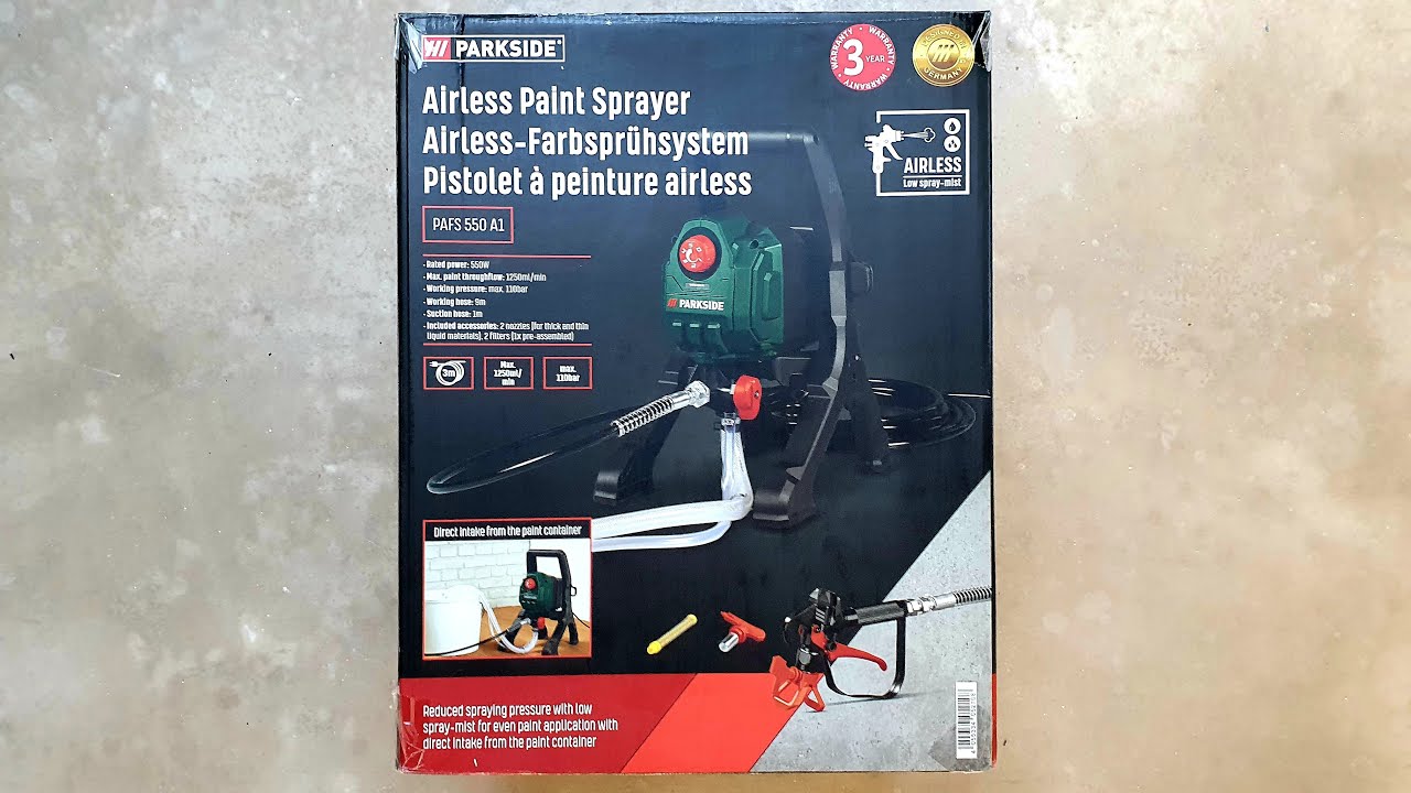 Parkside PAFS 550 A1 Airless Farbsprühsystem, 550 Watt - ähnlich Wagner -  YouTube