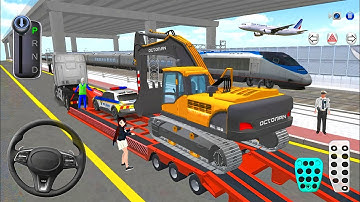 Heavy Excavator & Construction Cars Transport by Trailer Truck🛻 3D Driving Class 2025 iOS Gameplay🎮