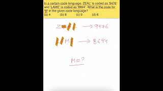 In a certain code language, ZEAL' is coded as '9476' and 'LAME' is coded as '8694' What is the... 