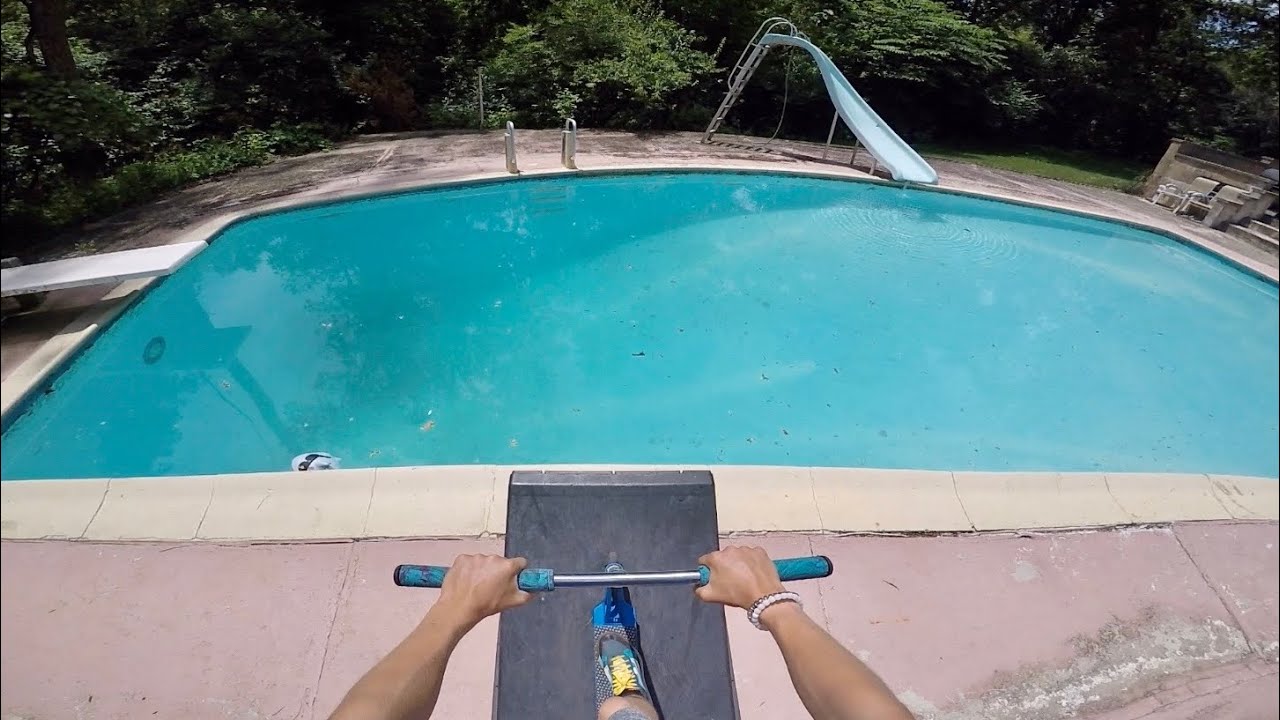 SCOOTER JUMP OFF SKETCHY RAMP INTO POOL! - YouTube