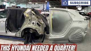 This Hyundai Needed A Quarter! #autobody #bodywork #quarterpanel #bodyshop #bluecollar