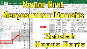 Cara Agar Nomor Urut Menyesuaikan Otomatis Setelah Menghapus Baris di Excel