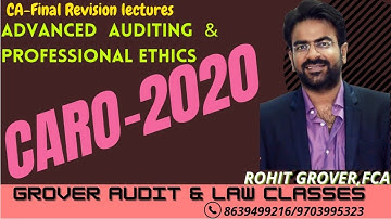 CA-FINAL/INTER:CARO 2020 I REVISION LECTURE #cafinalaudit #cainteraudit #icaiupdates #caro2020