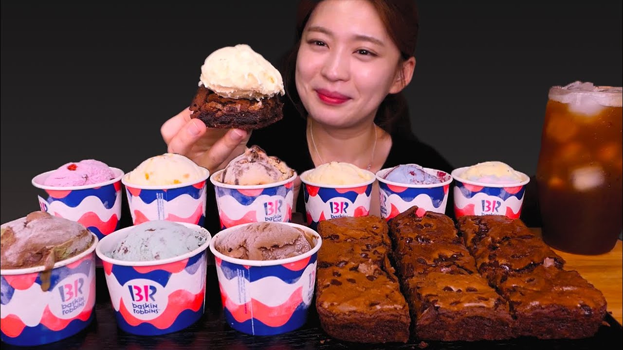 🍫Brownie ice cream🍨배라에서 가장 맛있는 초코아이스크림은?!with 초코브라우니😍 [Brownie, Chocolate, Vanilla ice cream]Mukbang