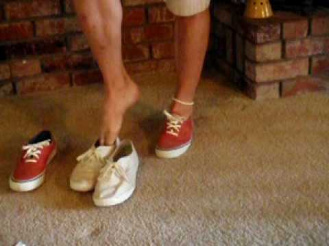Shoe play Red Sperrys vs Trashed Keds Champs & MJs